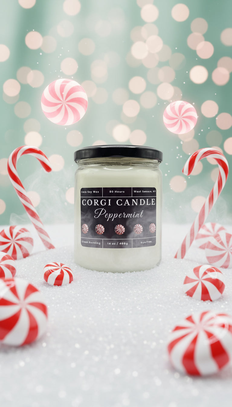 Peppermint – 14 oz Soy Scented Candle | Eco-Friendly | CORGI CANDLE