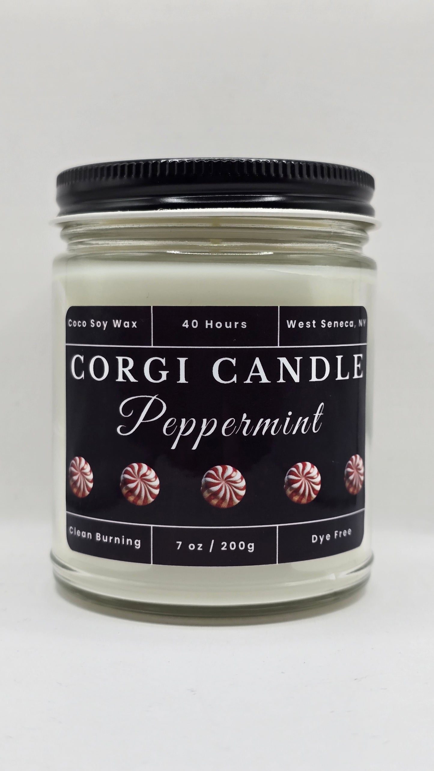 Peppermint – 7 oz Soy Scented Candle | Eco-Friendly | CORGI CANDLE