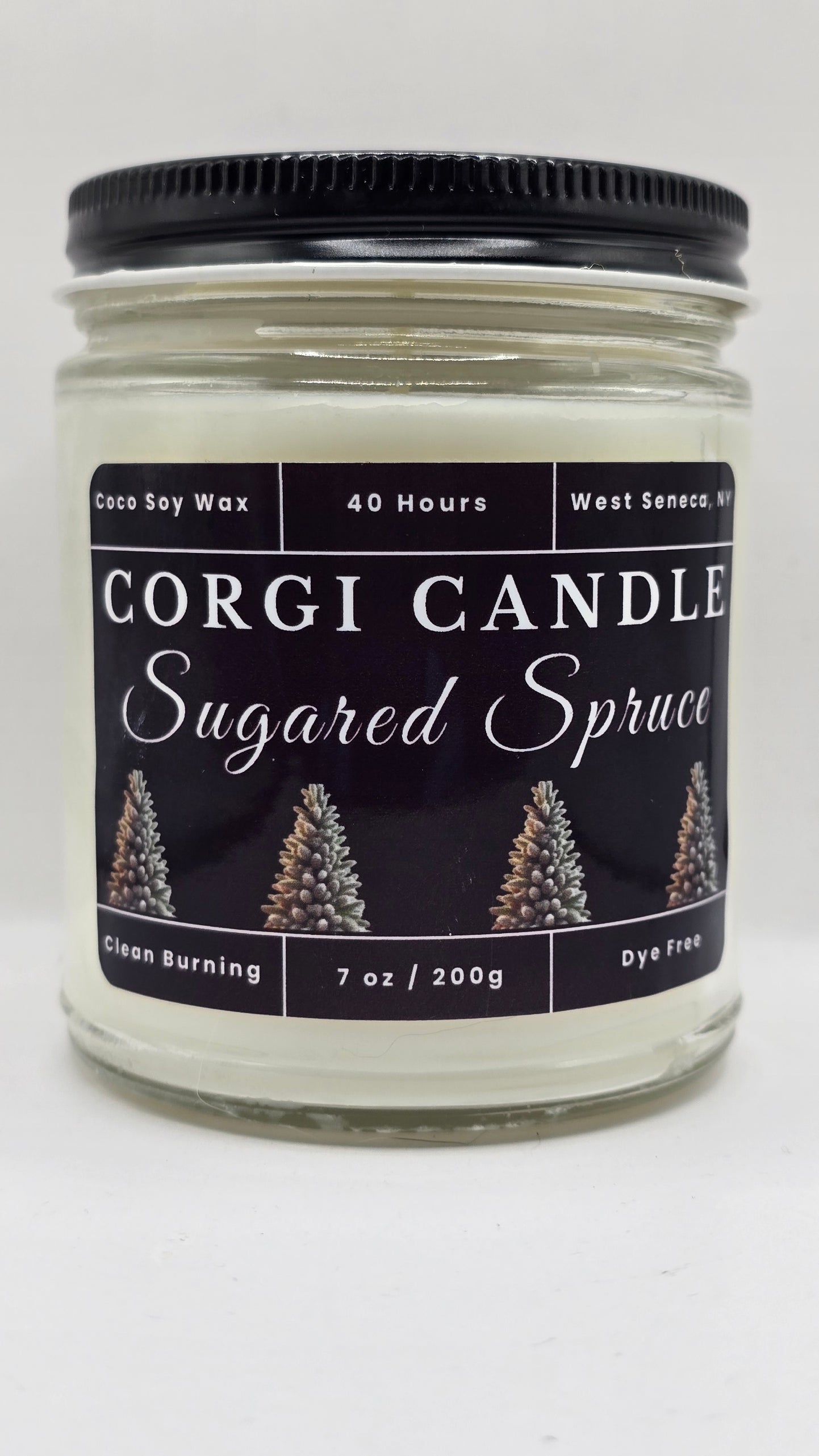 Sugared Spruce – 7 oz Soy Scented Candle | Eco-Friendly | CORGI CANDLE