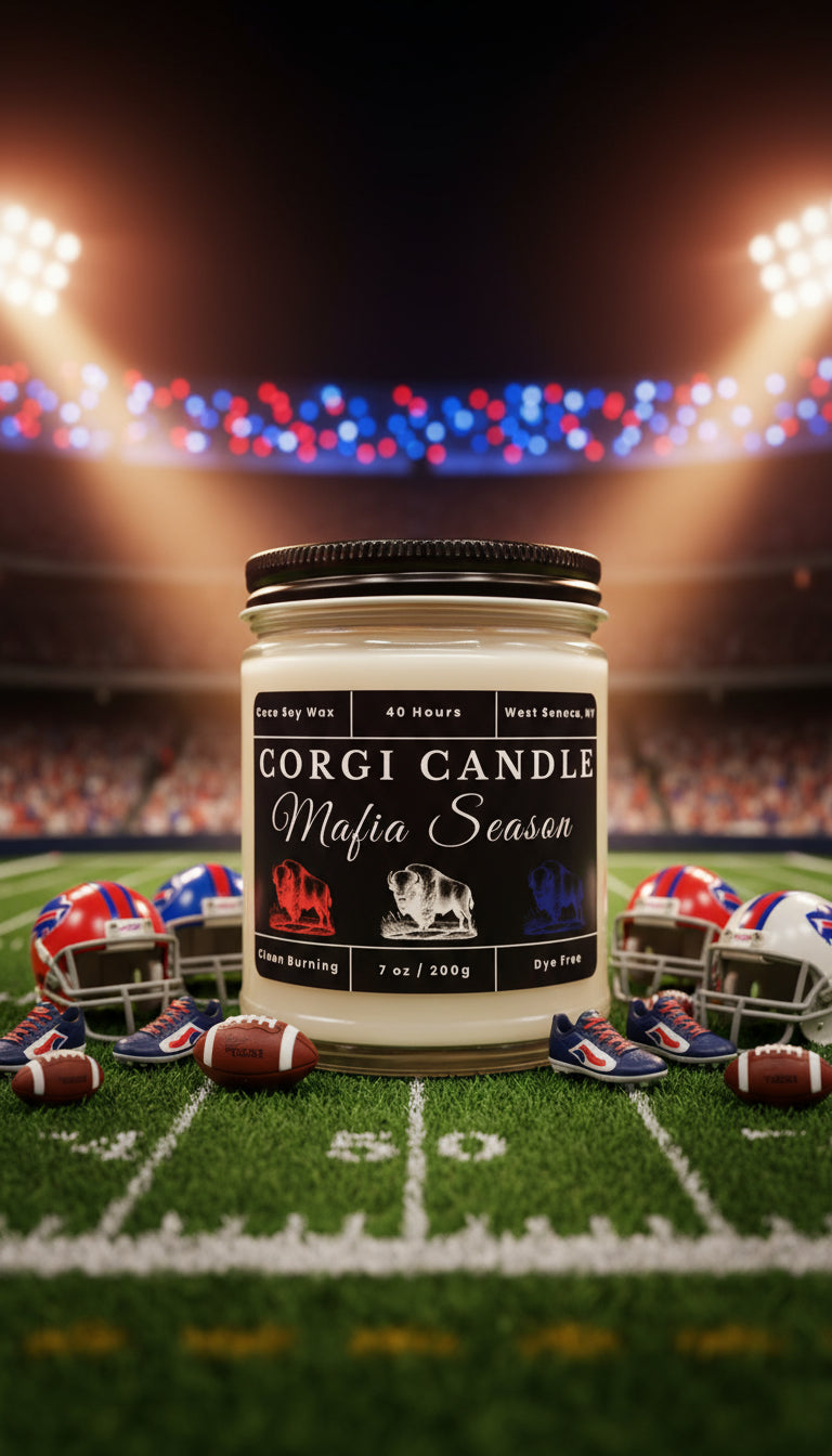 Mafia Season 7 oz soy scented candle made with eco-friendly wax by CORGI CANDLE