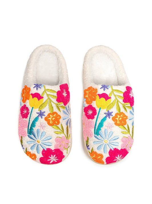 Indoor / Outdoor Slippers - Flowers in Bloom - White