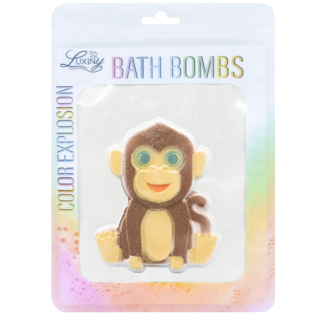Bath Bomb | Hand Painted | Color Burst | Monkey | Fall