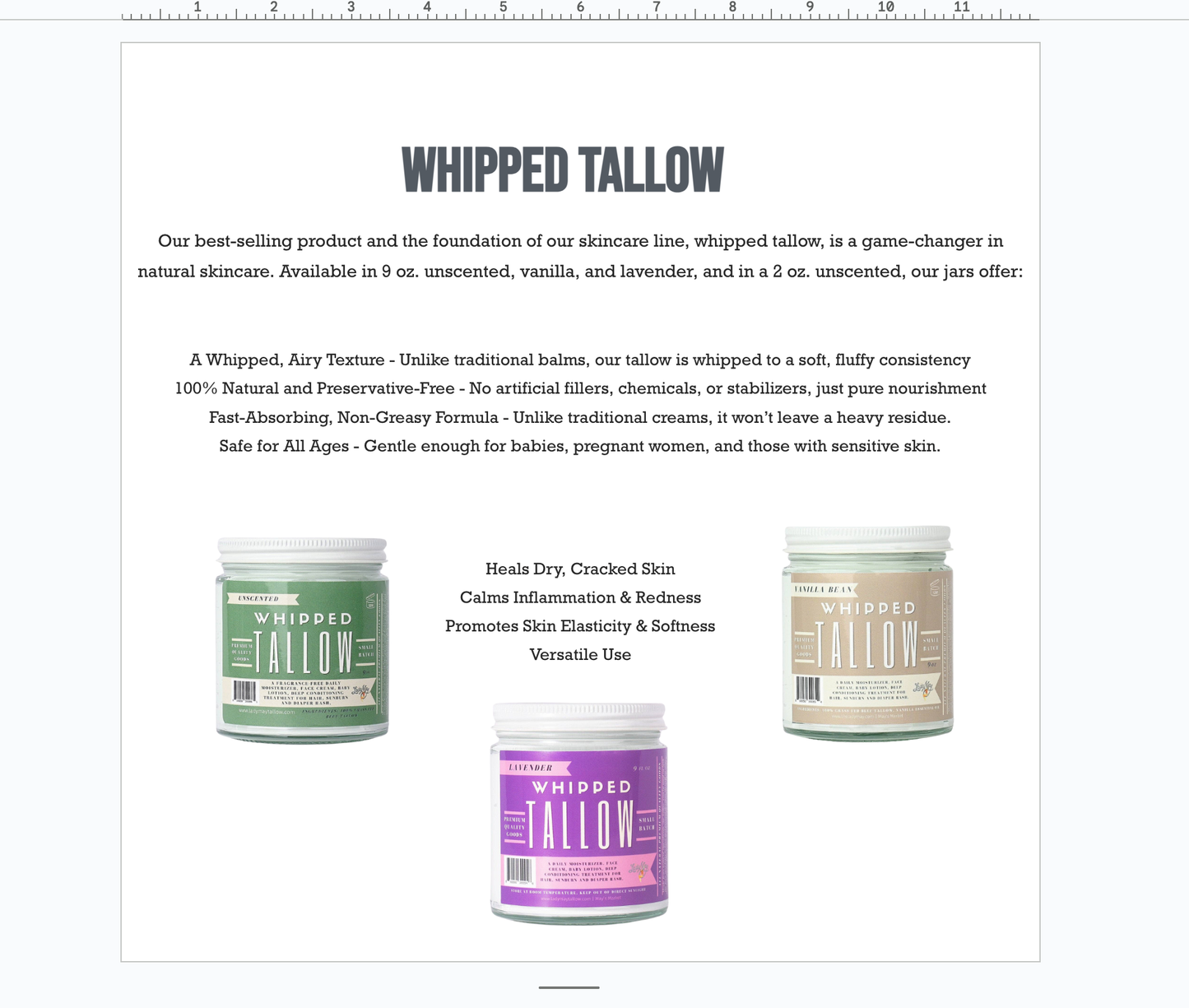 Vanilla Whipped Tallow Moisturizer | 100% Natural Skincare