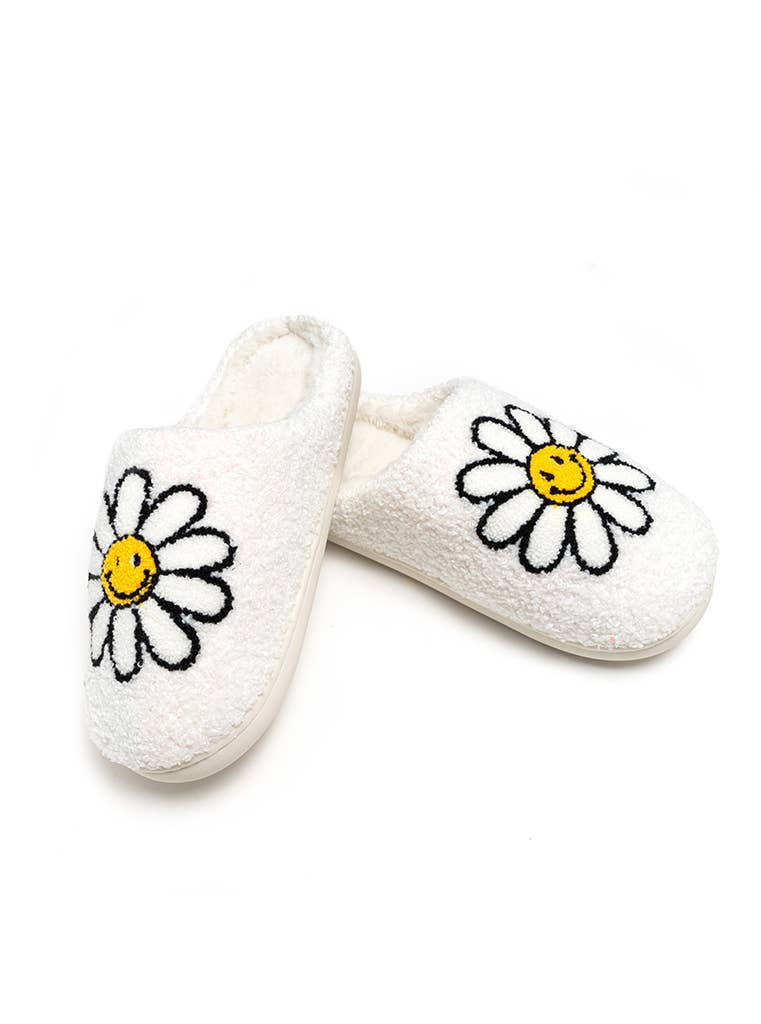 Indoor / Outdoor Slippers - Smiling Daisies - White