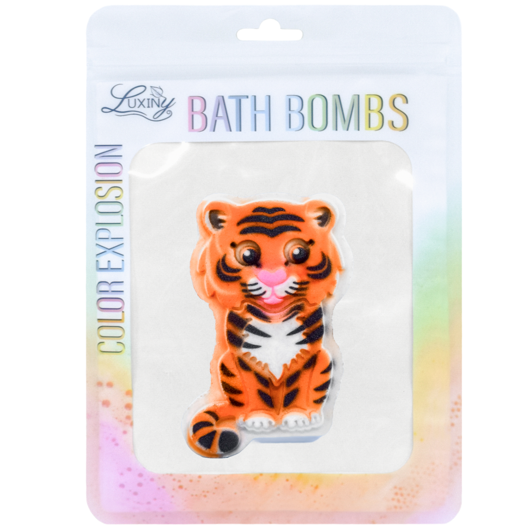 Bath Bomb | Hand Painted | Color Burst | Tiger | Animals