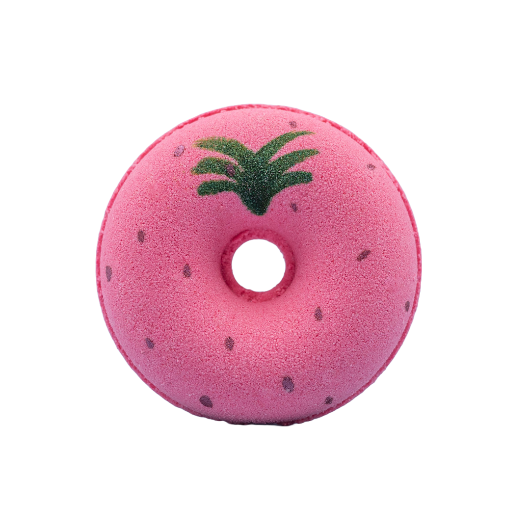 Strawberry Bliss Donut Bath Bomb – Soak in the Sweetness