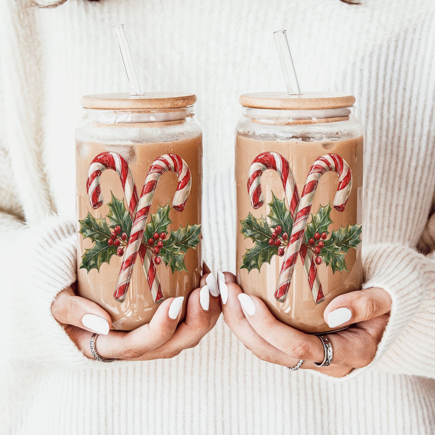 Winter Wonderland Christmas Tree Glass Tumbler Cups 17oz