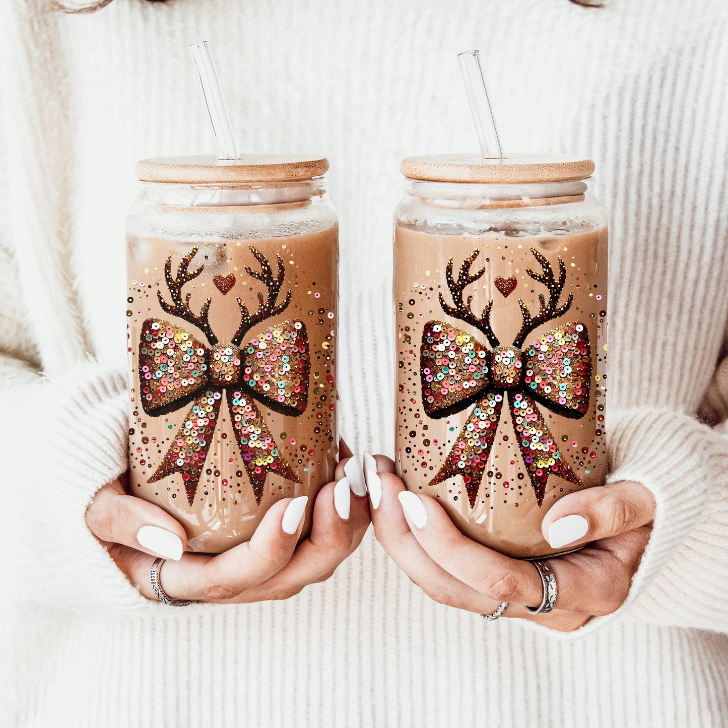 Winter Wonderland Christmas Tree Glass Tumbler Cups 17oz