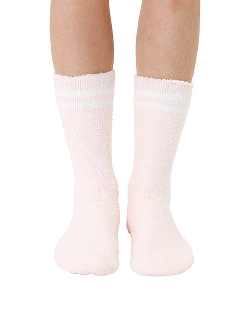 Fuzzy Crew Socks w/ Bottom Grip Phrase - "Dog Lover" - Cream