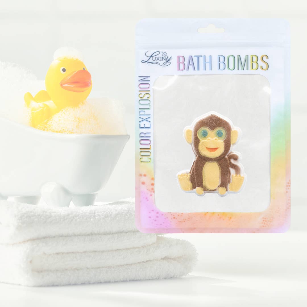 Bath Bomb | Hand Painted | Color Burst | Monkey | Fall