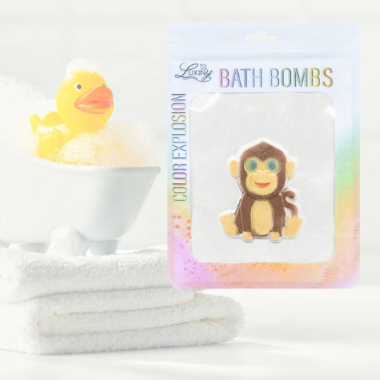 Bath Bomb | Hand Painted | Color Burst | Monkey | Fall