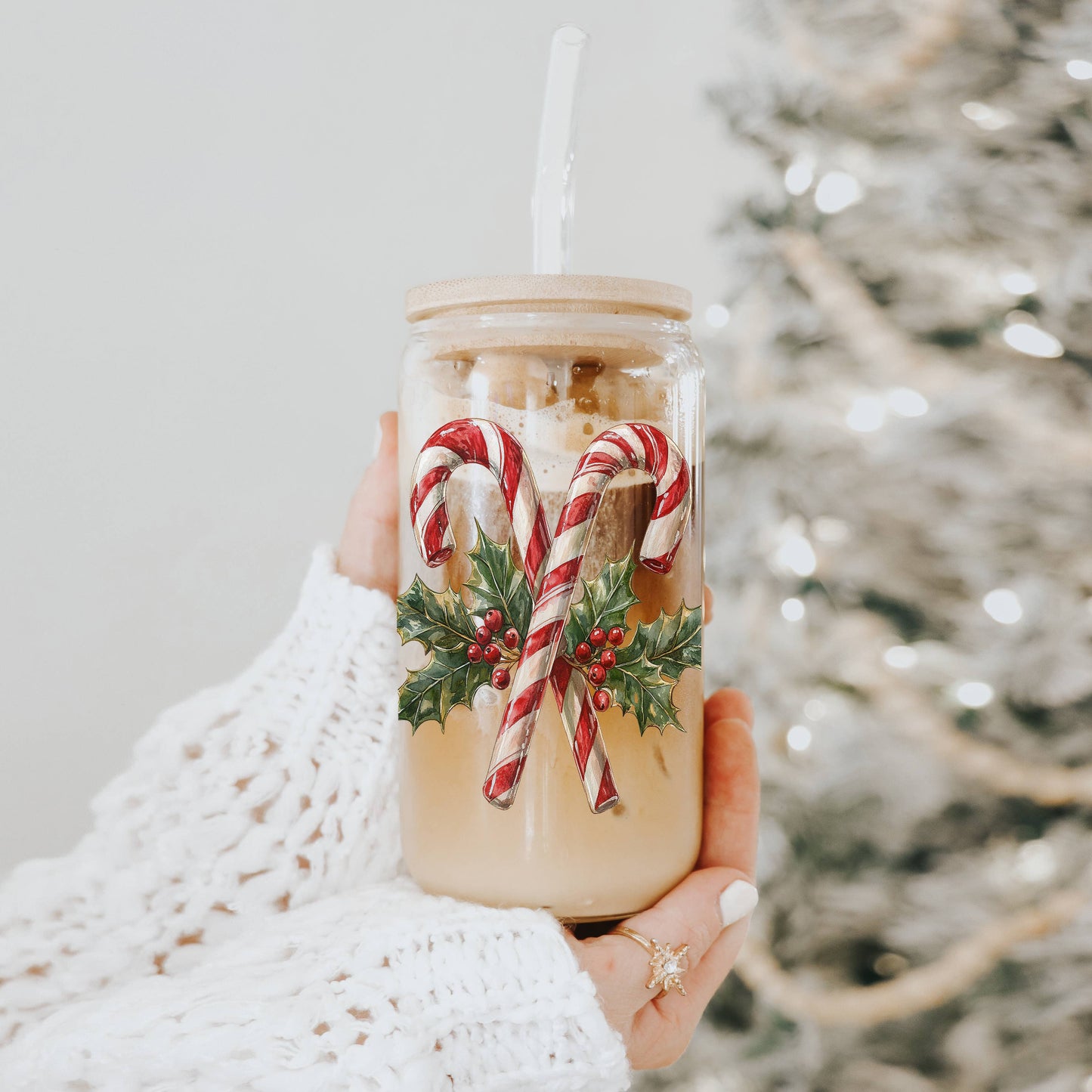 Winter Wonderland Christmas Tree Glass Tumbler Cups 17oz