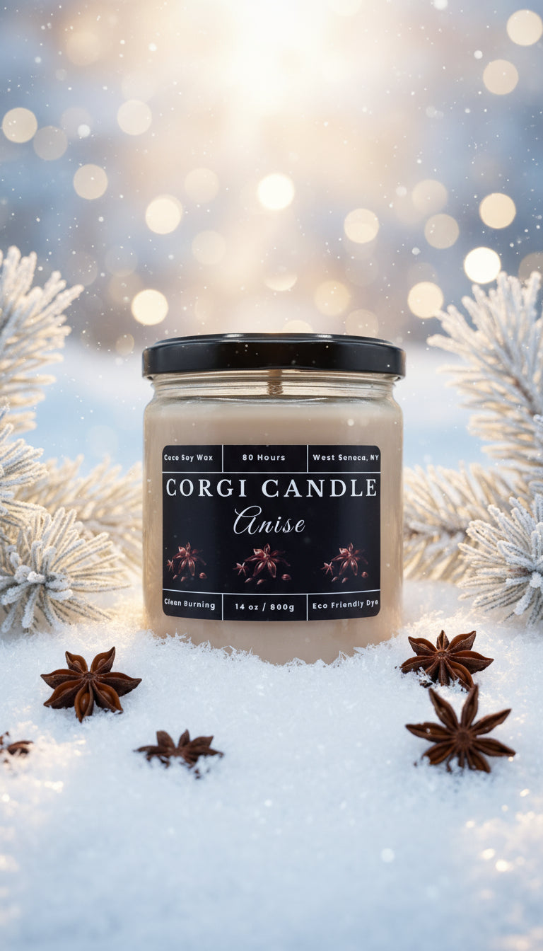 Corgi Candle, Soy scented anise.
