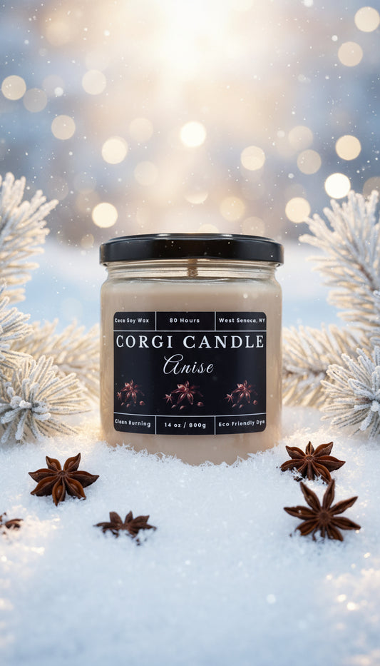 Corgi Candle, Soy scented anise.