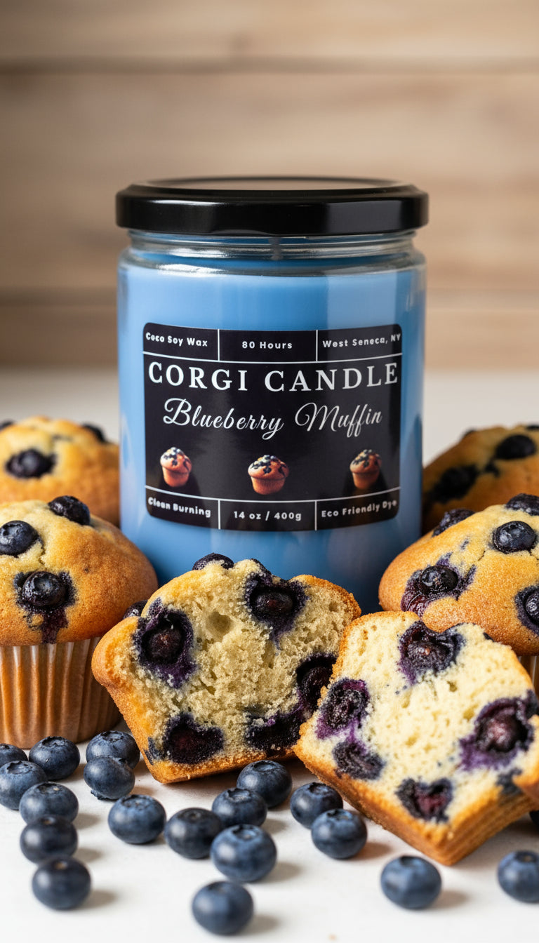 Blueberry Muffin – 14 oz Soy Scented Candle | Eco-Friendly | CORGI CANDLE