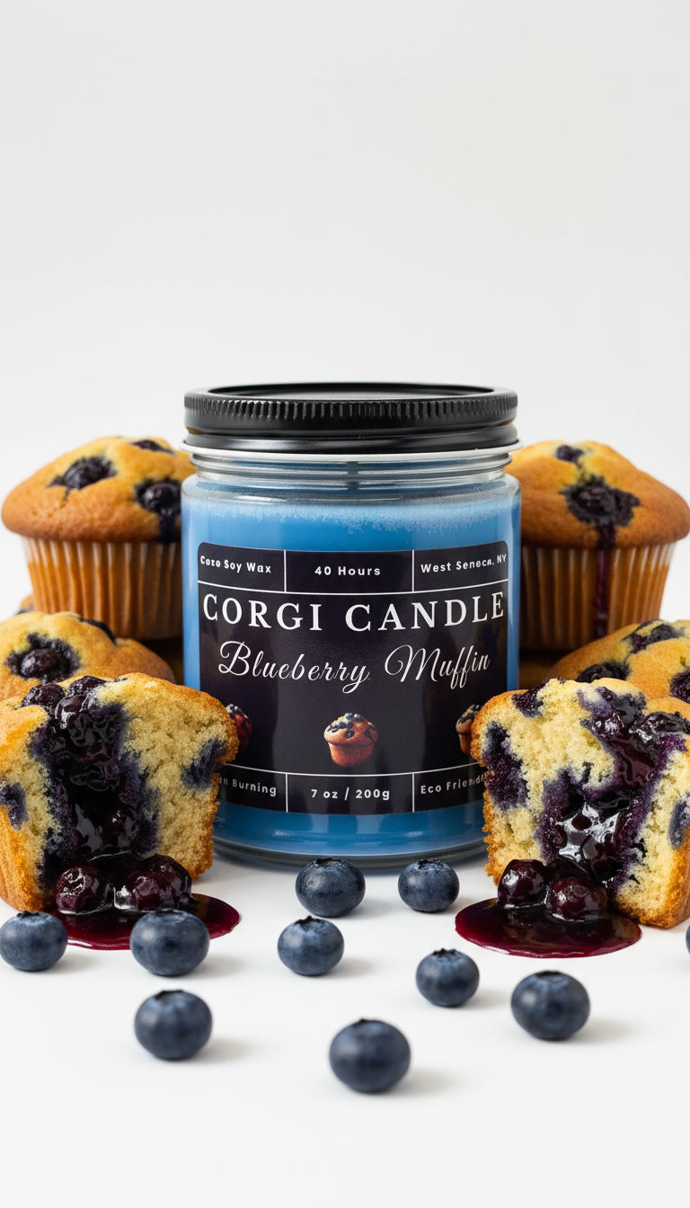 Blueberry muffin scented soy candle by CORGI CANDLE