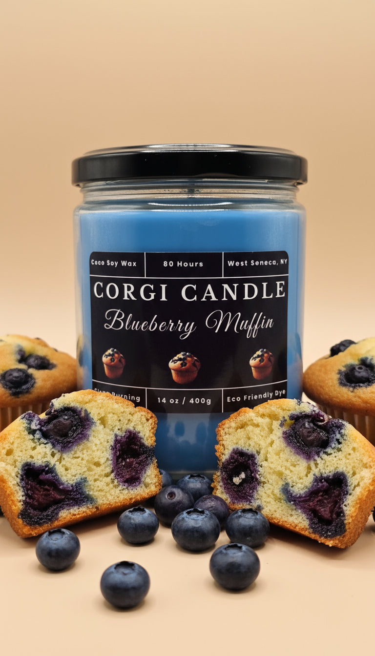 Blueberry Muffin – 14 oz Soy Scented Candle | Eco-Friendly | CORGI CANDLE
