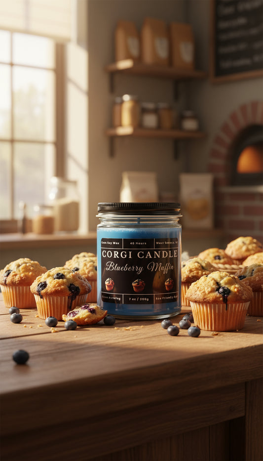 Blueberry muffin scented soy candle by CORGI CANDLE