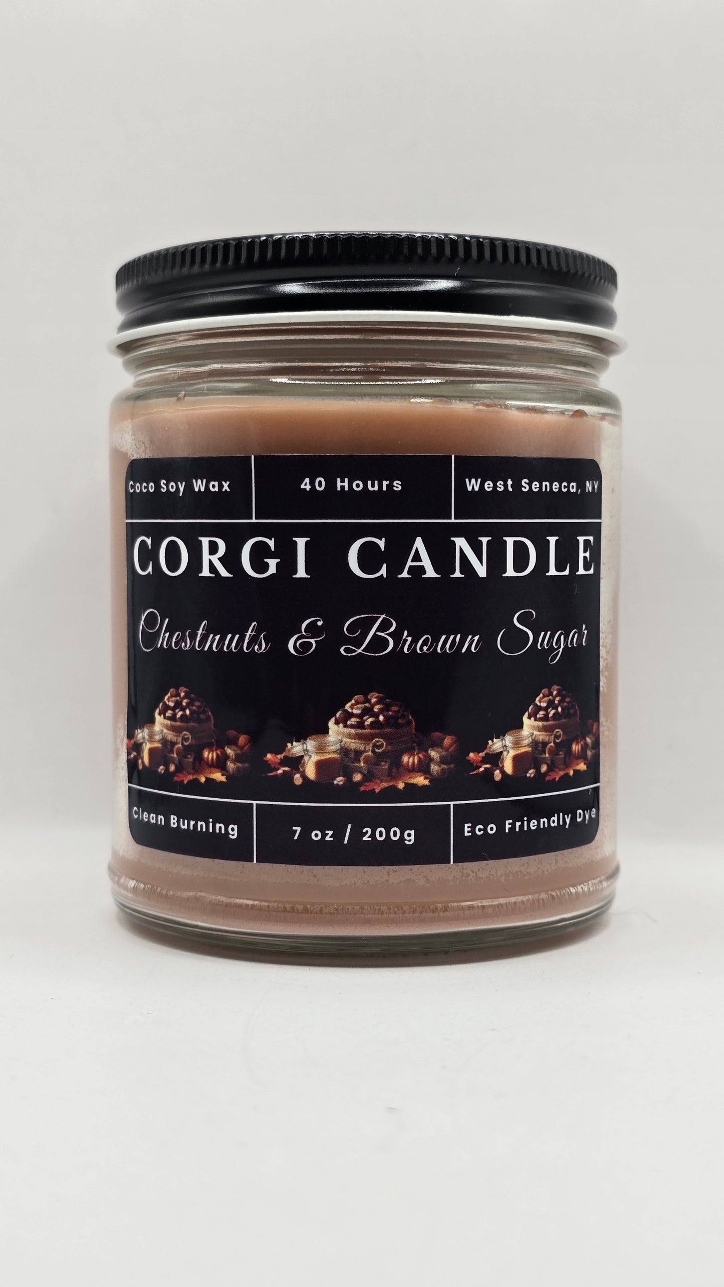 Chestnuts and Brown Sugar – 7 oz Soy Scented Candle | Eco-Friendly | CORGI CANDLE