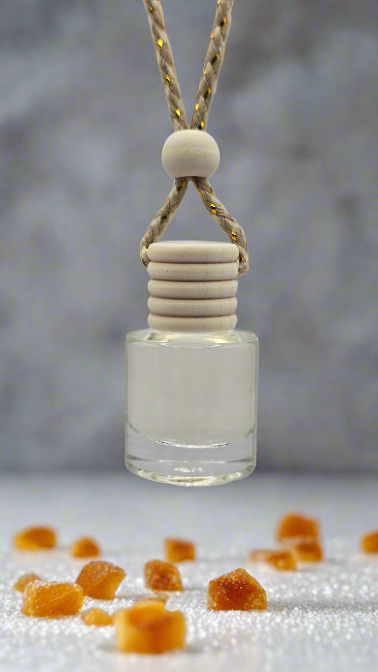 Glass bottle with a white cap and beige cord on a light gray background