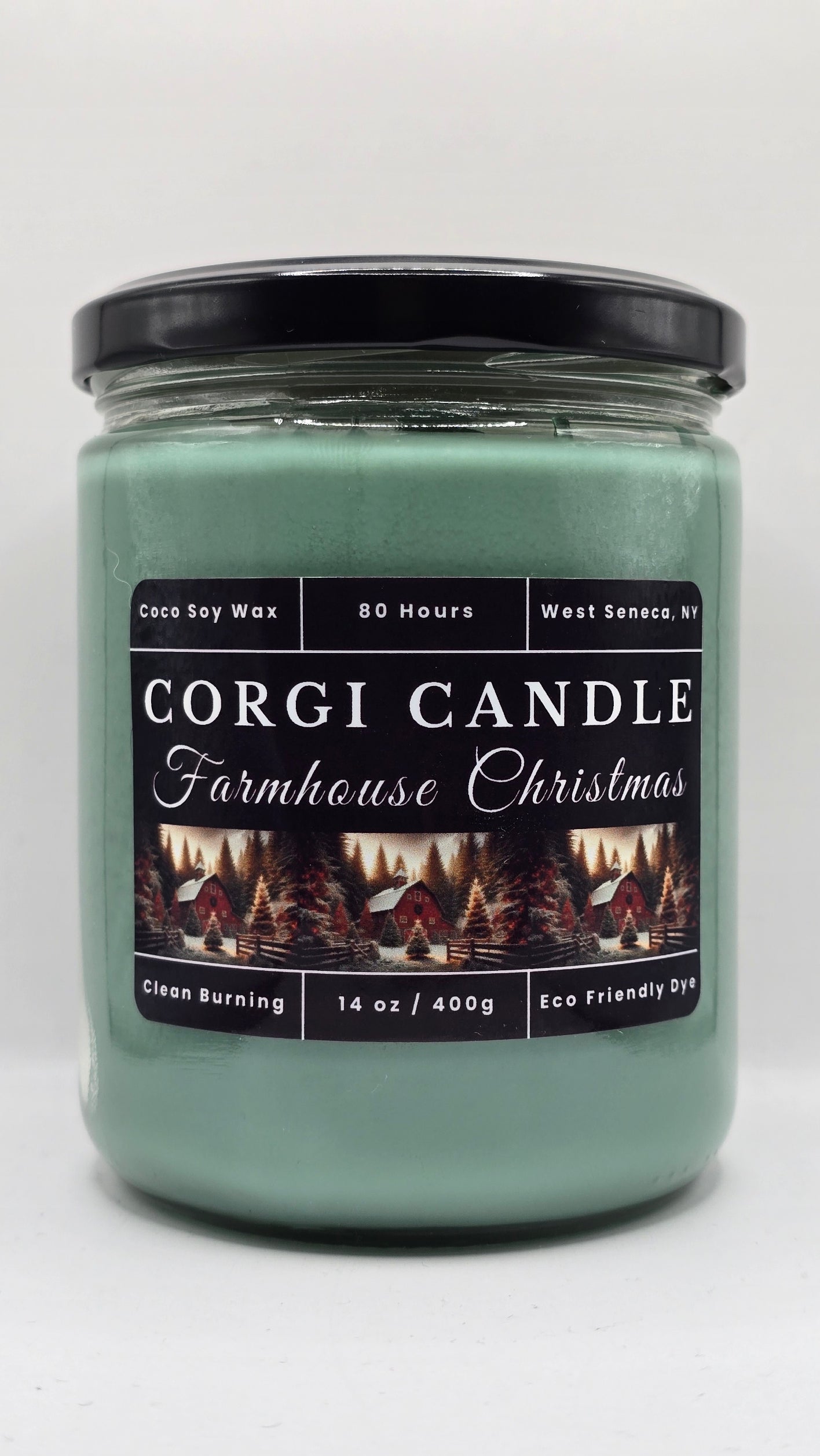 Farmhouse Christmas – 14 oz Soy Scented Candle | Eco-Friendly | CORGI CANDLE