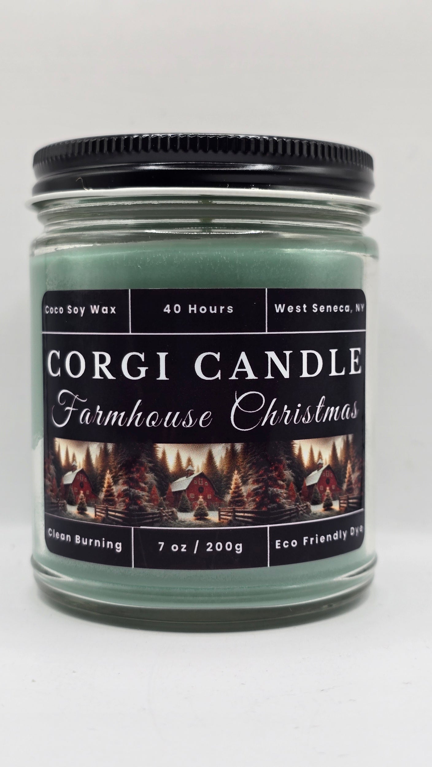 Farmhouse Christmas – 7 oz Soy Scented Candle | Eco-Friendly | CORGI CANDLE