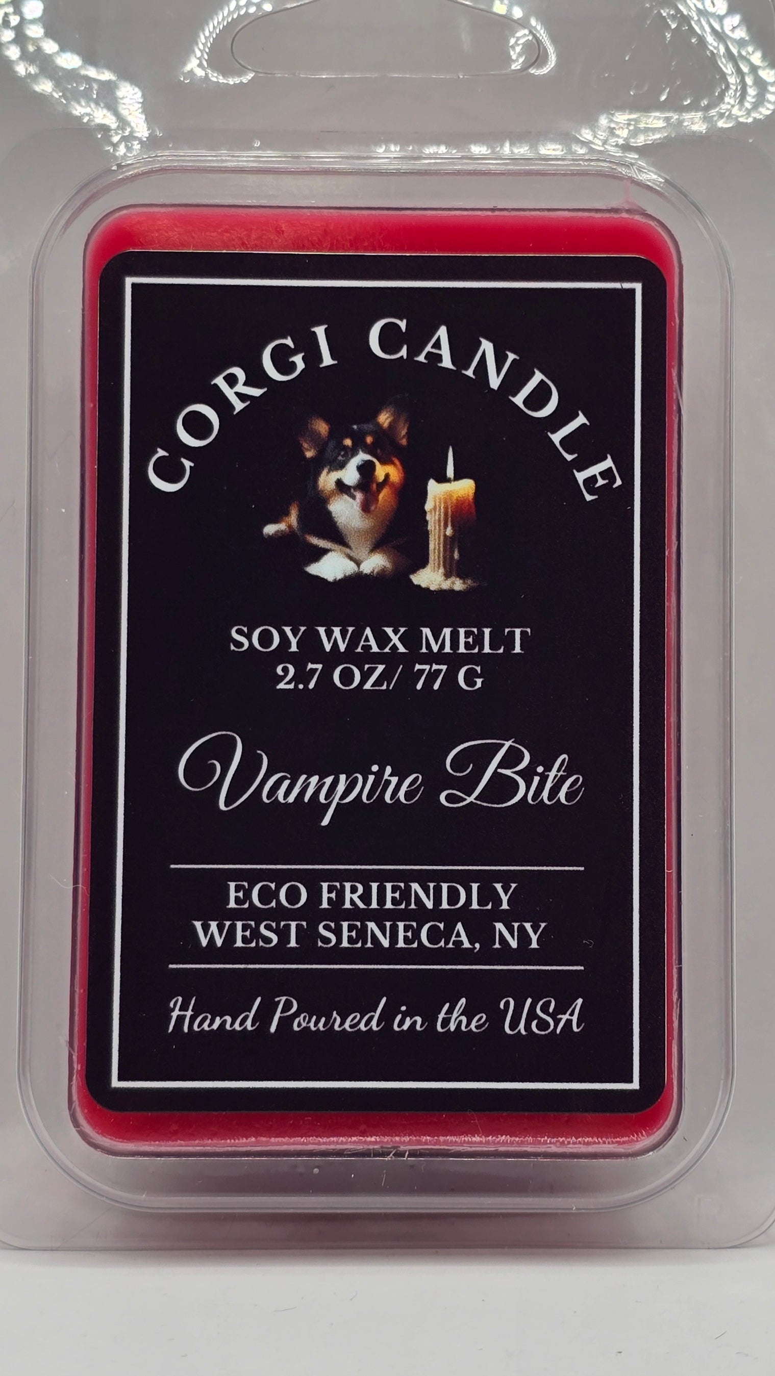 Corti Candle Vampire Bite soy wax melt packaging with brand logo and product details.