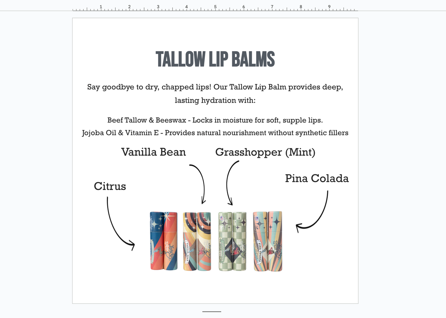 Lady May Tallow Lip Balm – Natural, Hydrating, Long-Lasting (Multiple Flavors)