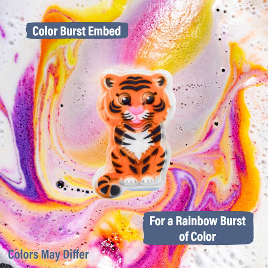 Bath Bomb | Hand Painted | Color Burst | Tiger | Animals