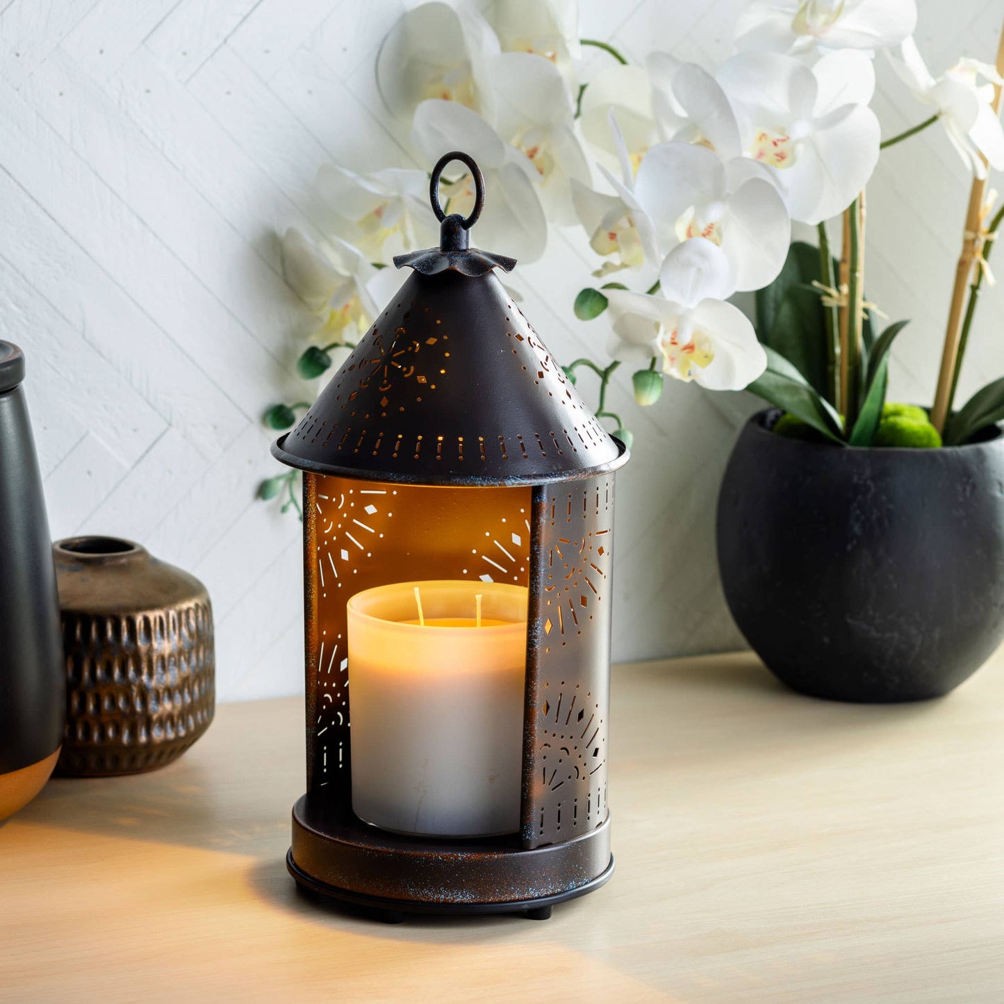 Tin Punched Candle Warmer Lantern