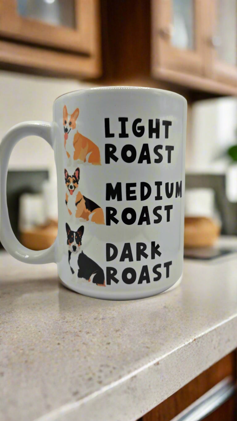Front view of Corgi Candle Coffee Mug – 15 oz ceramic coffee cup for tea, coffee, or cocoa