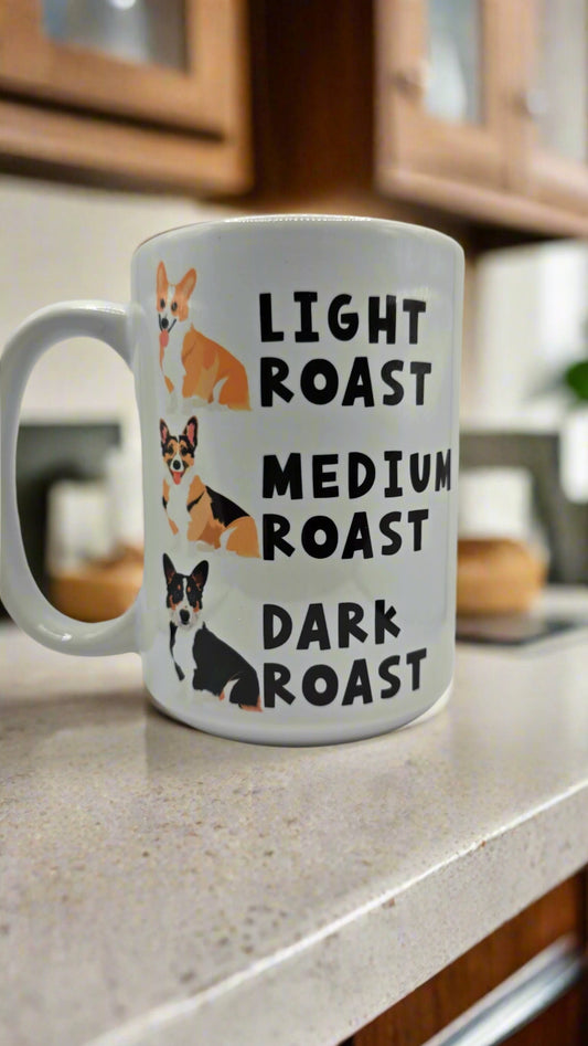 Front view of Corgi Candle Coffee Mug – 15 oz ceramic coffee cup for tea, coffee, or cocoa