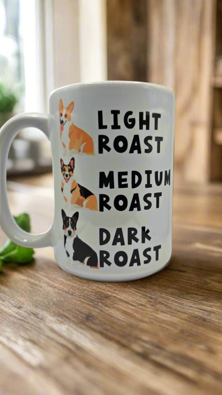 Front view of Corgi Candle Coffee Mug – 15 oz ceramic coffee cup for tea, coffee, or cocoa