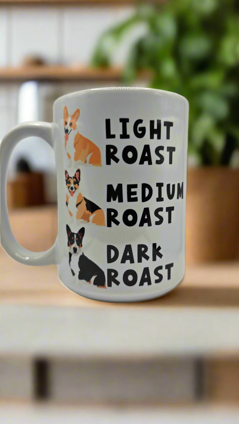 Front view of Corgi Candle Coffee Mug – 15 oz ceramic coffee cup for tea, coffee, or cocoa