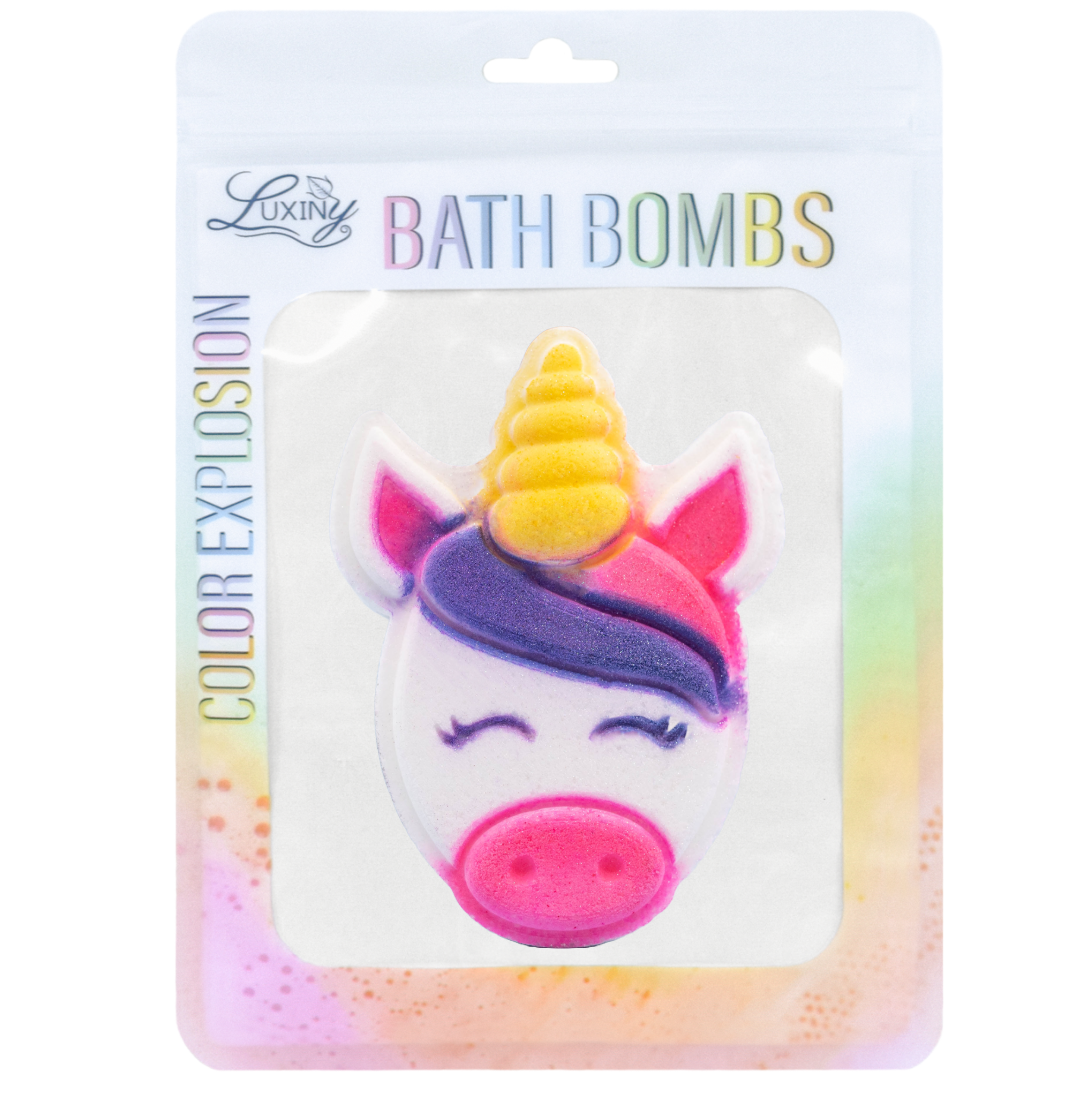 Bath Bomb | Hand Painted | Color Burst | Unicorn Head