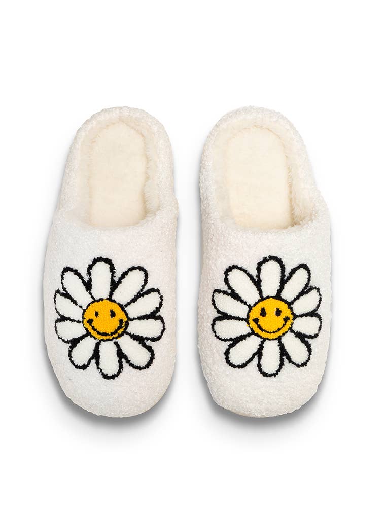 Indoor / Outdoor Slippers - Smiling Daisies - White