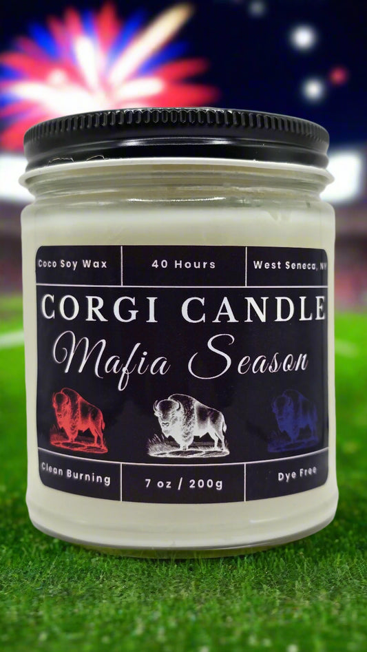 Mafia Season 7 oz soy scented candle made with eco-friendly wax by CORGI CANDLE