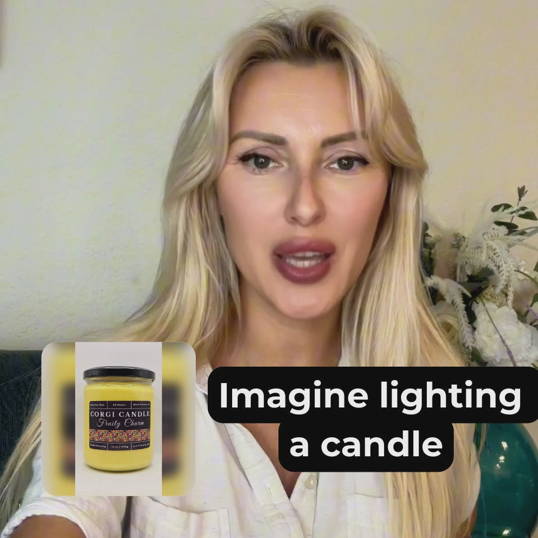Ad video showing Love Potion 14 oz candle burning with a warm romantic ambiance, highlighting dual wicks and strong fragrance throw.